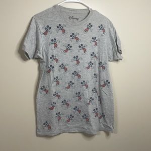 Disney | Mickey Mouse All Over Print Grey Graphic Tee - Size M step and repeat